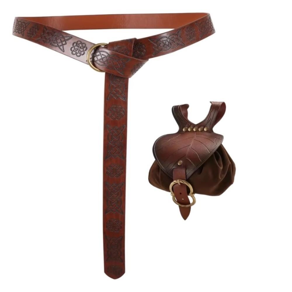 Faux Leather Medieval Belt Pouch Viking Waist Pack Set Costume Cosplay Accessories