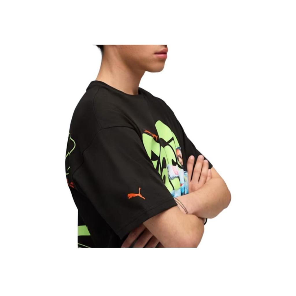 Puma A$AP Rocky X SS25 Flacko Drive Капсульная коллекция Футболка с коротким рукавом, удобная, универсальная, с круглым вырезом, мужская, топы, черная 633389-01