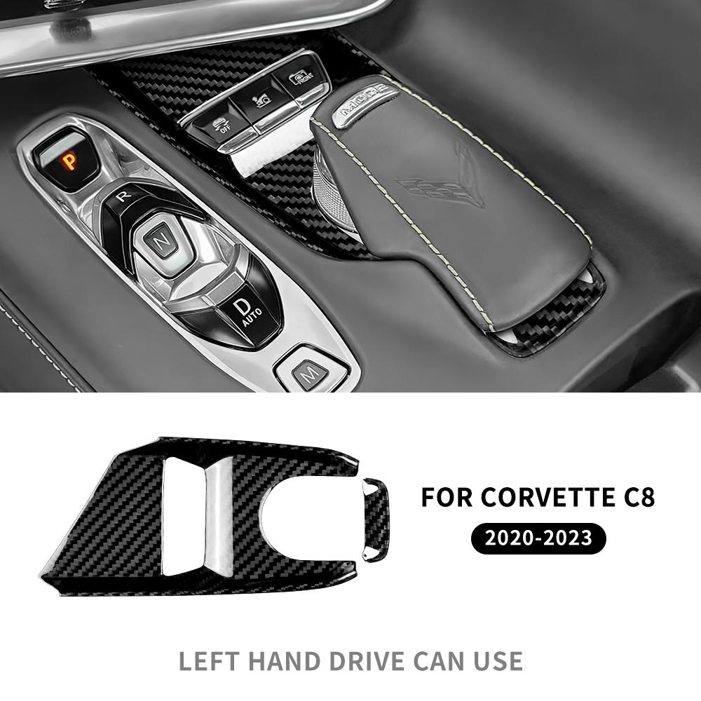 For Chevrolet Corvette C8 2020 2021 2022 2023 Real Hard Carbon Fiber Car Console Gear Shift Button Sticker Accessories