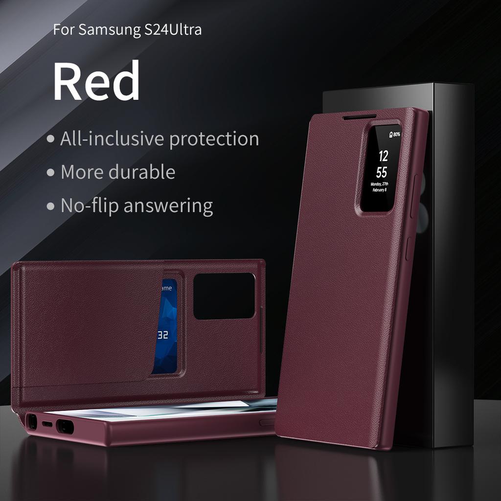 Чехол-книжка с окном Smart View и слотом для карты для Samsung S25Ultra, чехол-книжка без откидной крышки для ответа на звонки для Samsung S26Ultra