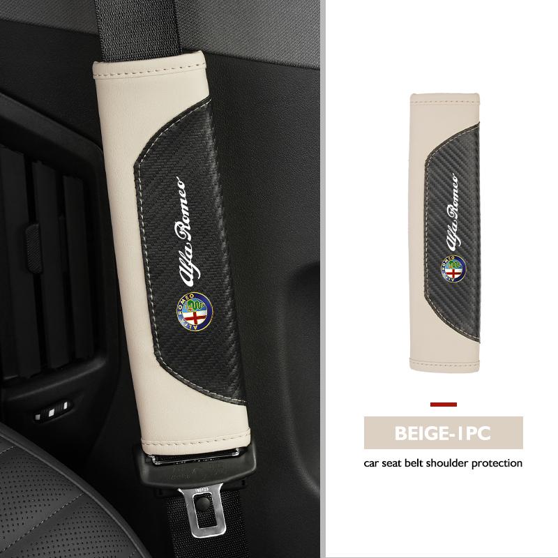AAACO1 Car Seat Belt Shoulder Cover Protection Pads Safety Belt Accessories For Alfa Romeo GT Stelvio F1 Brera Volante Tonale Gloria