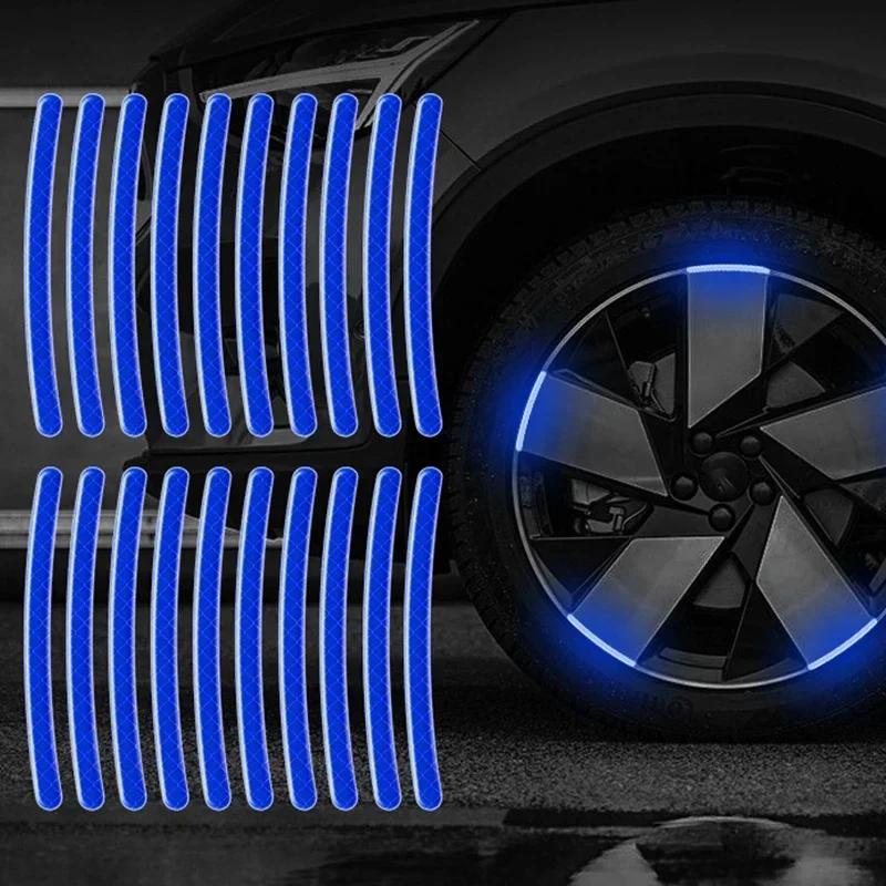 Светоотражающие полоски-наклейки на ступицу колеса автомобиля Безопасность вождения Декор шин Предупреждающая наклейка Предупреждающая светоотражающая лента Аксессуары для автомобиля