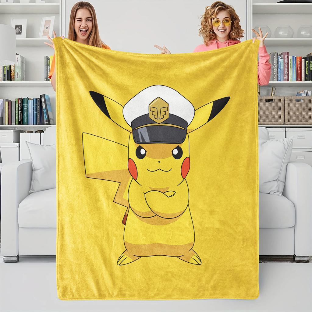 Anime Pokemon Flannel Blanket Cartoon Pikachu Children's Gift Blanket Home Sofa Lunch Break Blankets  Student Throw Blankets