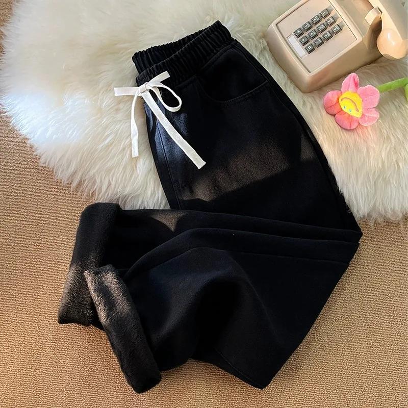 Зимние утепленные джинсы широкие джинсы мужские прямые эластичная талия вельвет уличный стиль винтажные молодежные повседневные джинсы