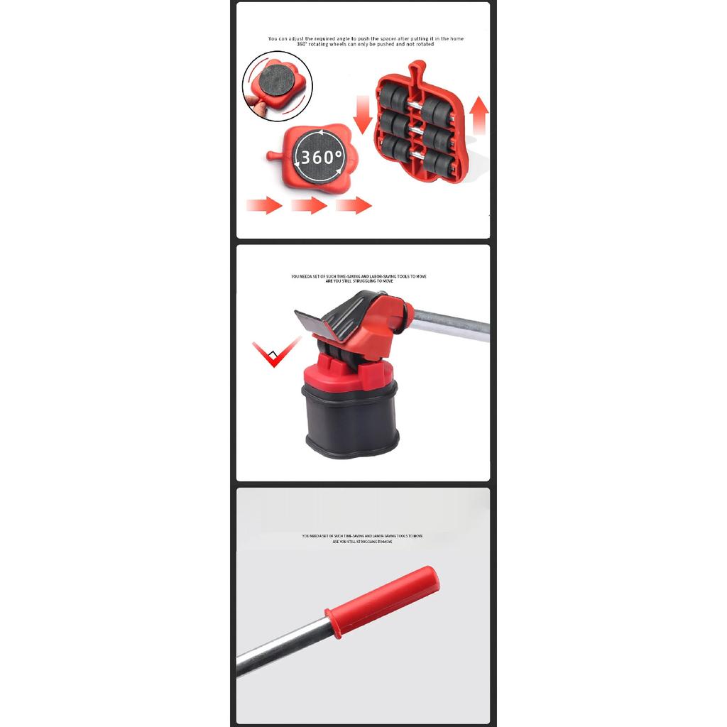 Heavy Duty Furniture Lifter Transport Tool Leverage with 4 Roller Sliders Easy Moving Appliance Suitable for Tile/Hardwood Floor