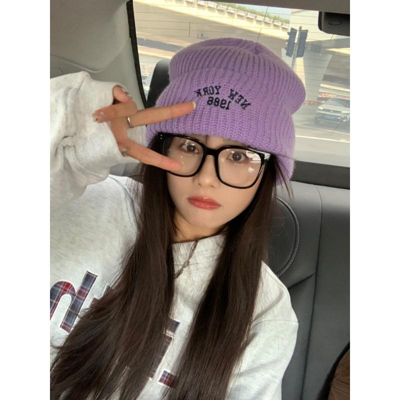 Модная вязаная шапка осенне-зимнего стиля, утолщенная теплая, для большого обхвата головы, подчеркивающая лицо, маленькая шерстяная шапка-пуловер с защитой ушей