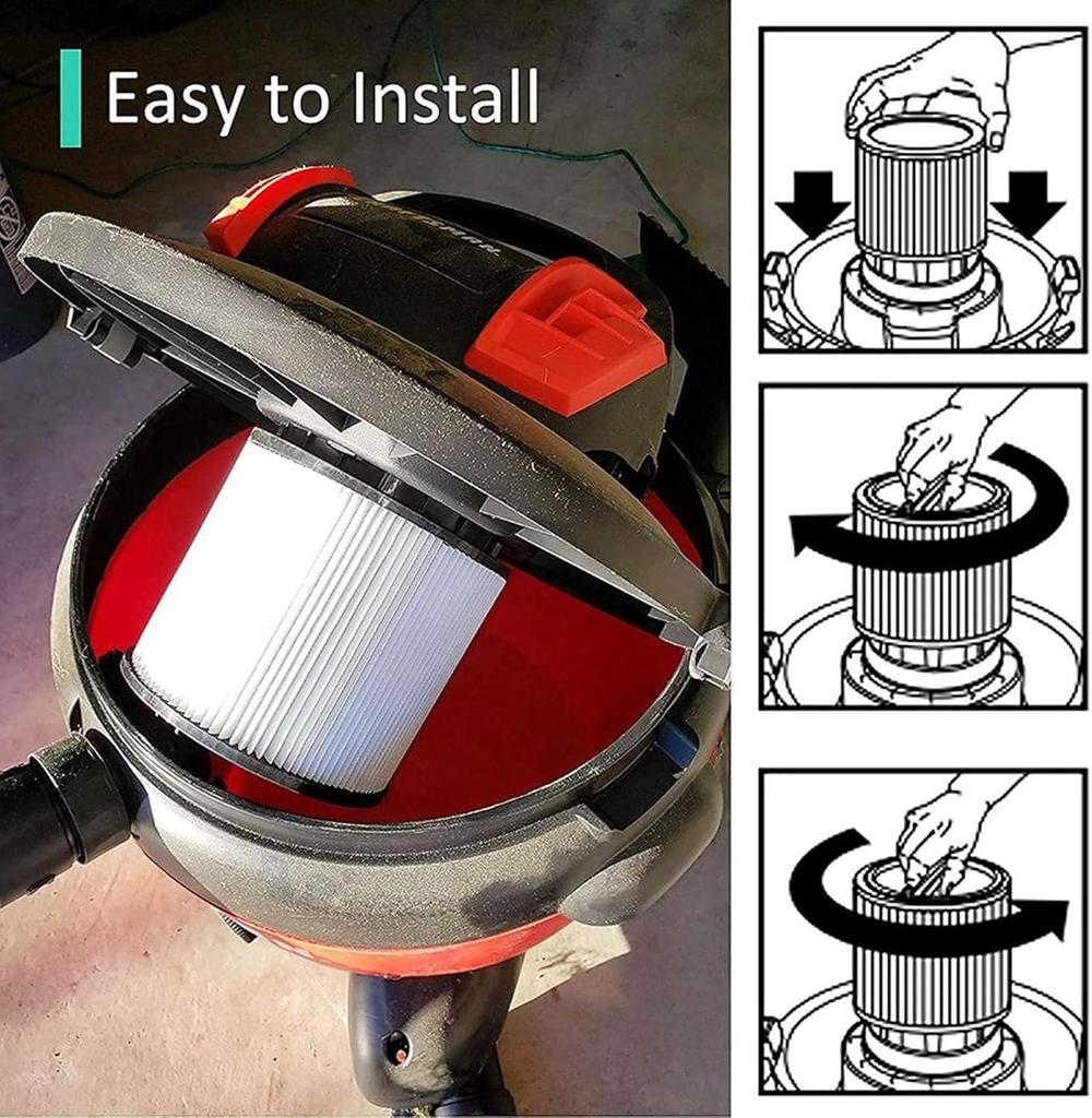 Сменный фильтр для Shop Vac Фильтры 90304 90333 90350 Подходит для большинства пылесосов Shop-Vac для влажной и сухой уборки объемом 5 галлонов и более