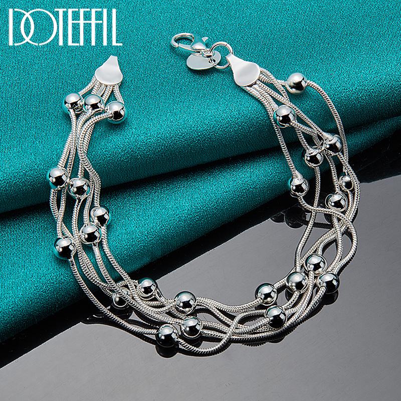 925 Sterling Silver Multiple Snake Chain Bracelet