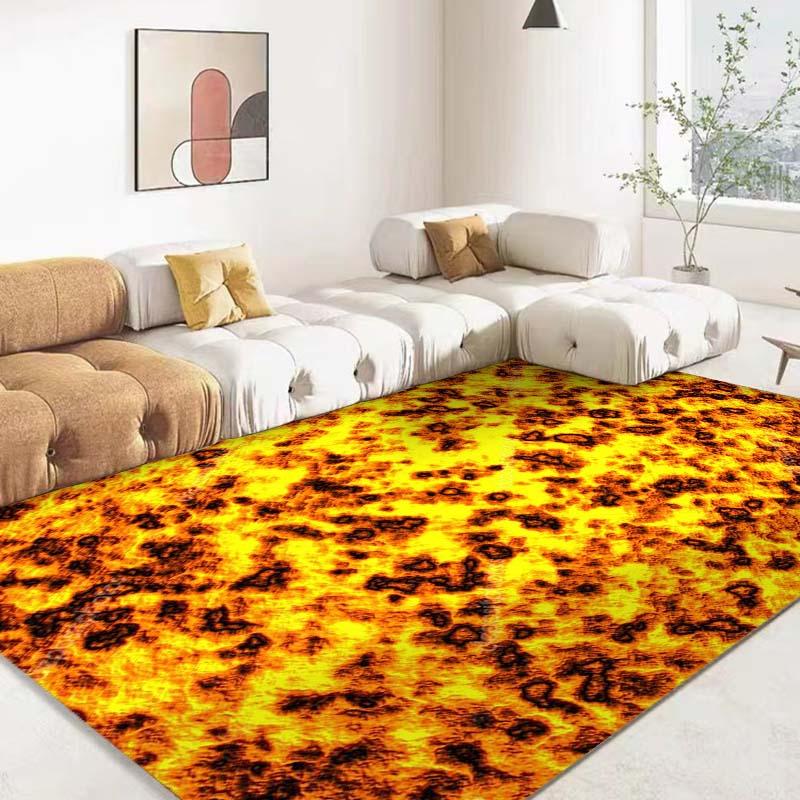 3D Volcano Lava Magma Area Rug Large Red Carpet for Living Room Bedroom Sofa Home Decor Kids Game Play Non-slip Floor Mat