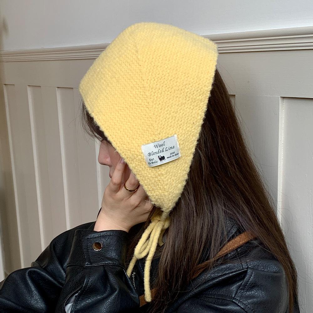 Versatile headscarf Women's autumn and winter Versatile face Small warm ear protection Knitted hat Ear protection Wool hat Little Red Riding Hood