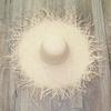 Women's concave-top, loose-brimmed Lafite beach hat, wide-brimmed sun hat, summer vacation sun hat