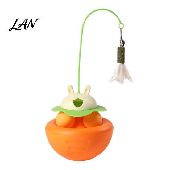 Cat Track Ball Toy Interactive Toy, Wobbling Feather with Catnip, Wobble Hunting Instinct for Indoor Cats Self-Entertainment