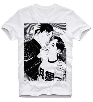 Suehiro Maruo Eyeball Lick Horror Anime Unisexga Junji Ito Uzumaki Японская новая модная хлопковая футболка с круглым вырезом и принтом