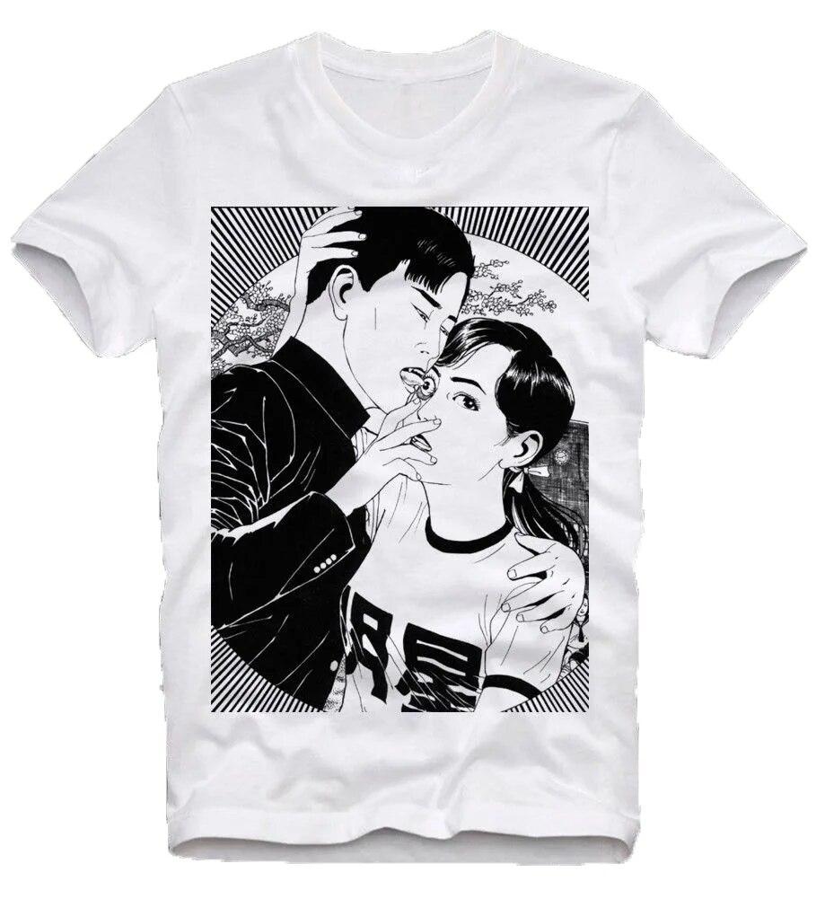 Suehiro Maruo Eyeball Lick Horror Anime Unisexga Junji Ito Uzumaki Japanese New Fashion Cotton Printing O-Neck T Shirt