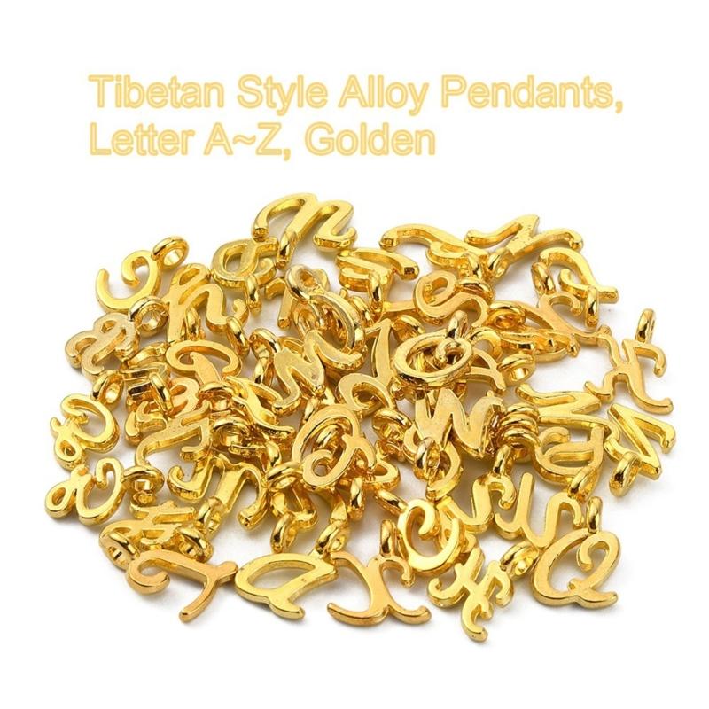 2 Set 26 A-Z Initial Letter Alloy Pendant Alphabet Charm DIY Jewellery Kit for Necklace Bracelet Earring Crafts DIY