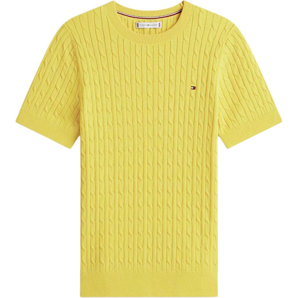 Tommy Hilfiger Мягкий, приятный для кожи, вязаный круглый вырез, короткий рукав, свитер женский XW07177-ZGQ