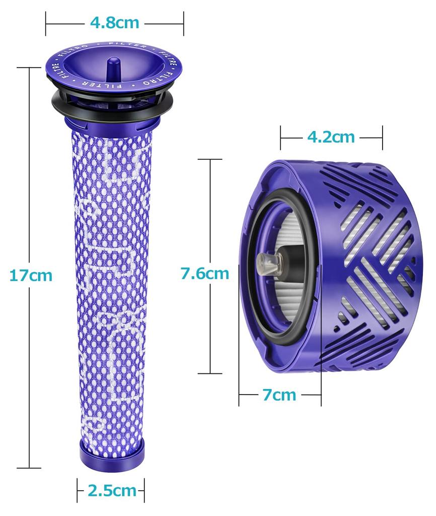 Фильтр для пылесоса Dyson V6 Фильтр для пылесоса серии HH08 SV09 SV07 Совместимый фильтр Предварительный фильтр 2 Фильтр для постмотора 2 Совместимый продукт