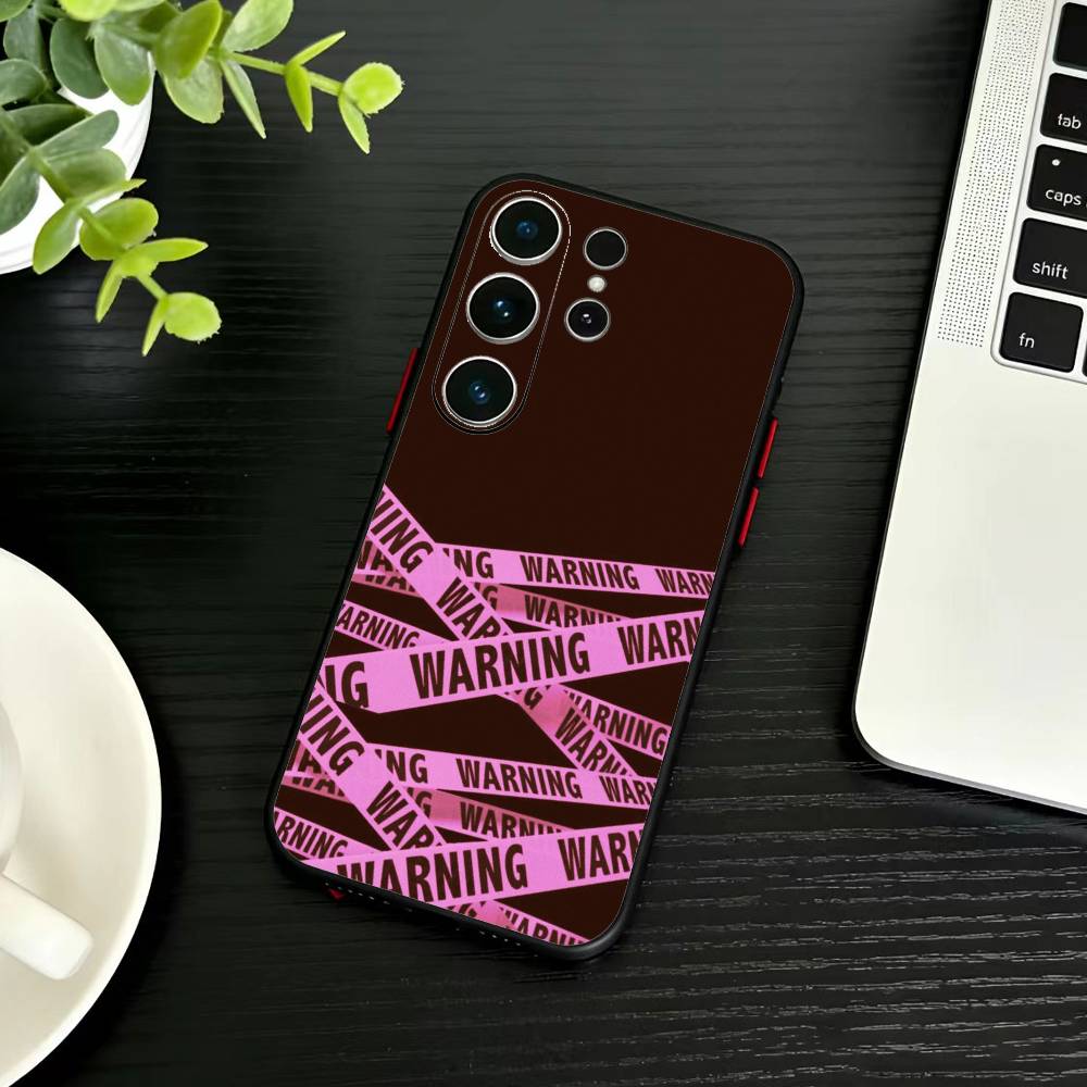 Warning Line Art Phone Case For Samsung S26,S25,S24,S23,S22,S21,S20,Plus,Fe,Lite,Others Black Cover