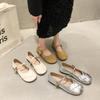 Soft-soled Silver Small Leather Shoes Women's Single Model 2025 Summer New Versatile Maternity Shoes Single Shoes Mary Jane Shoes with Skirt