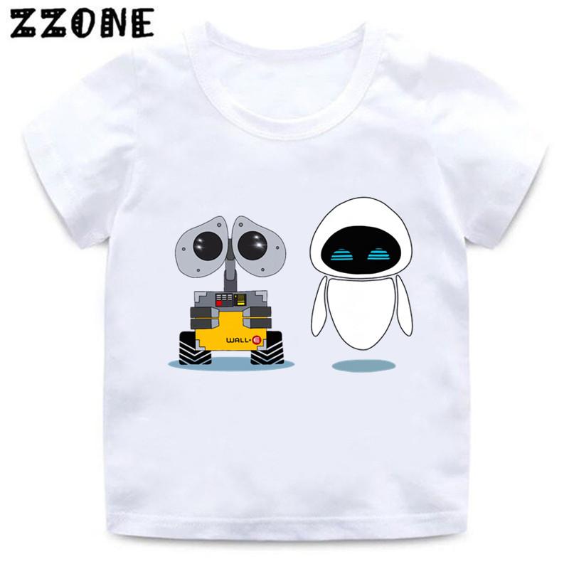 Movie Wall-E and Eve Print Cartoon Kids T-Shirts Funny Girls Clothes Baby Boys Short Sleeve White T shirt Summer Children Tops