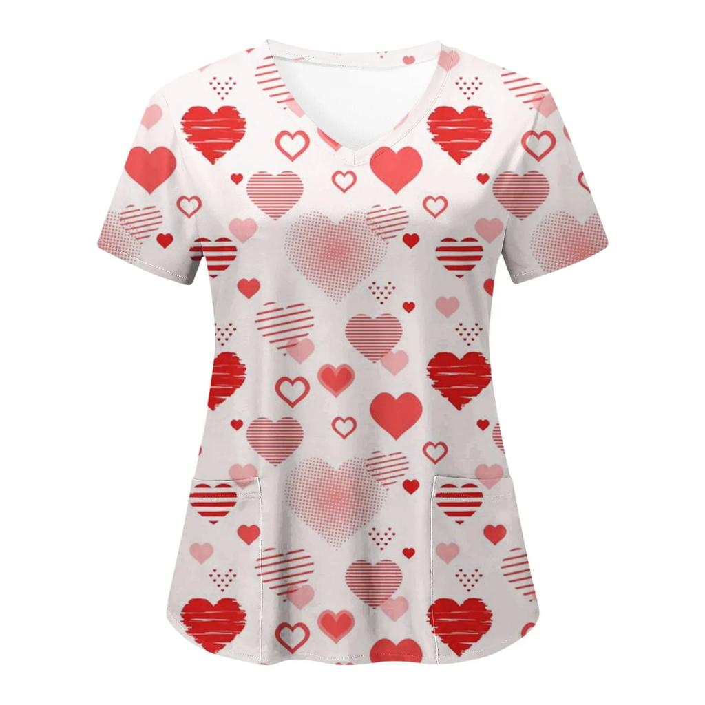 Женская цветочная форма для медсестер, женская униформа с коротким рукавом и V-образным вырезом, медицинская форма для медсестер, блузка, топ, униформа
