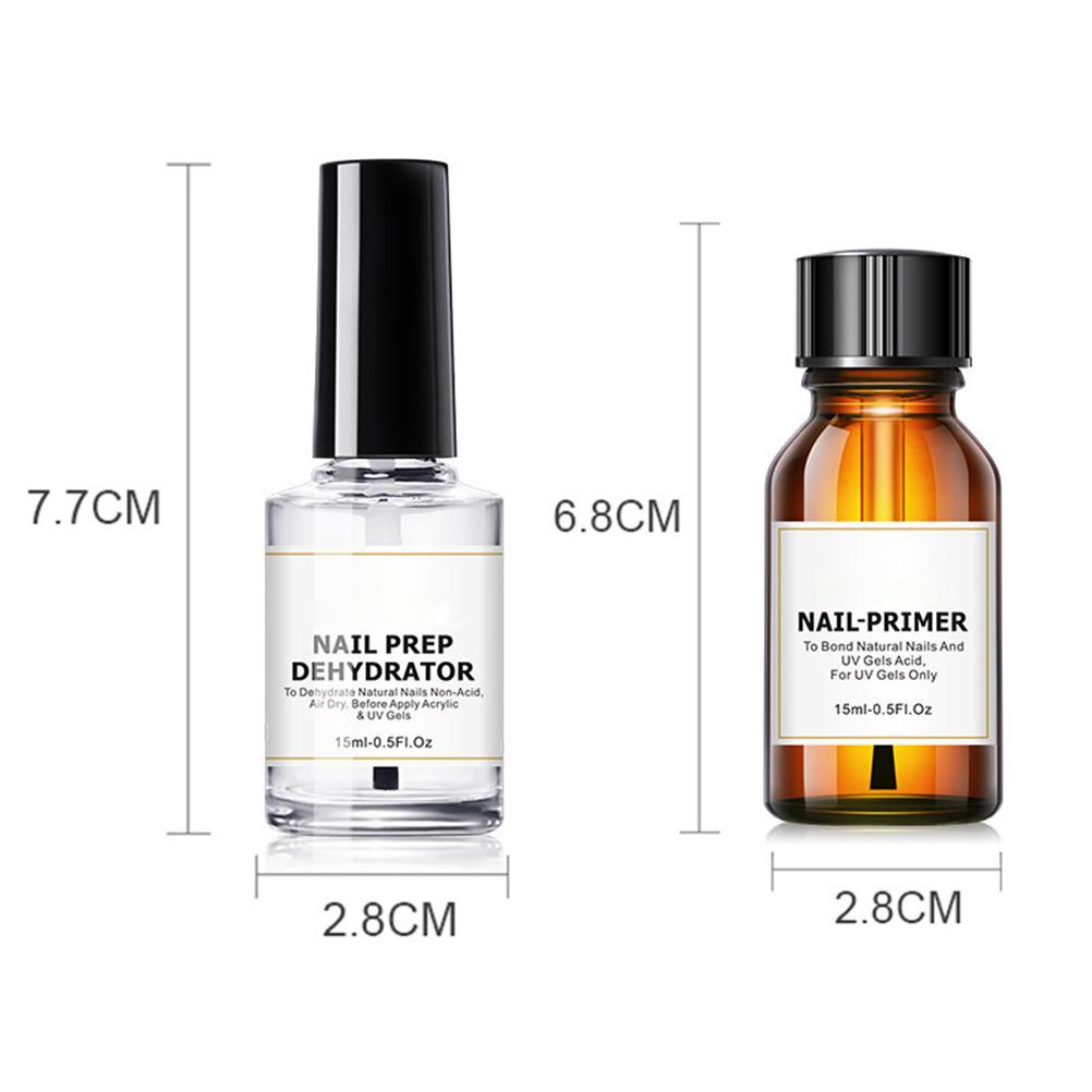 Nail Dehydrator and Primer Long Lasting Nail Prep Dehydrate and Acid Free Bonding Primer Set for Gel Nail Polish