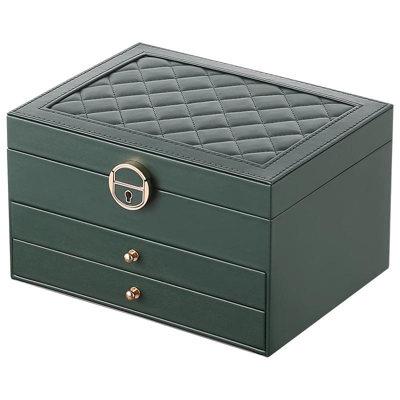 Luxurious Large-Capacity Jewelry Storage Box for Necklaces, Earrings, Bracelets, and Rings In Exquisite Gold Design.