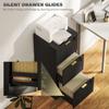 Filing Cabinet, Fluted Vertical File Cabinet with 3 Lockable Drawers and Hanging Rails, Black