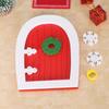 Dollhouse Miniature Wooden Red Fairy Tooth Elf Gnome Tiny Door Mini Red Christmas Door Mini Elf Door Decorative Scene Props