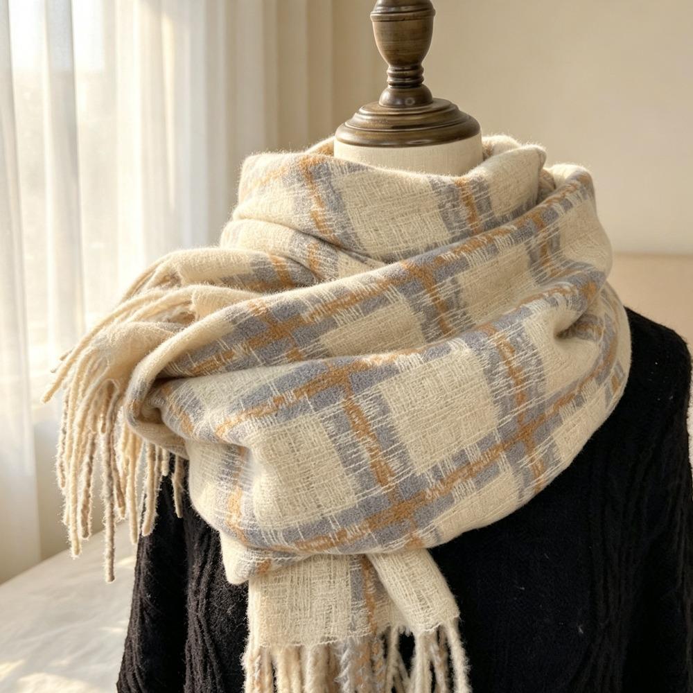 Plaid Pattern Neck Warmer Faux Cashmere Winter Scarf New Women's Scarf Fall Winter Wear