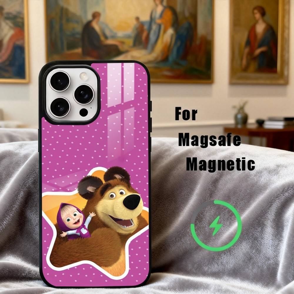 Cute M-Masha and the B-Bears  Phone Case For iPhone17,16,15,14,13,12,11 Plus,Pro Max Magnetic For Magsafe Wireless Charging