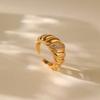 Fashion Luxury Minimalist Twist Croissant Open Ring Inlaid Zircon For Women