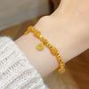 Gold-Plated Dragon Scale Disco Bead Bracelet - Simulated Gold Lucky Bead String, Light Luxury.