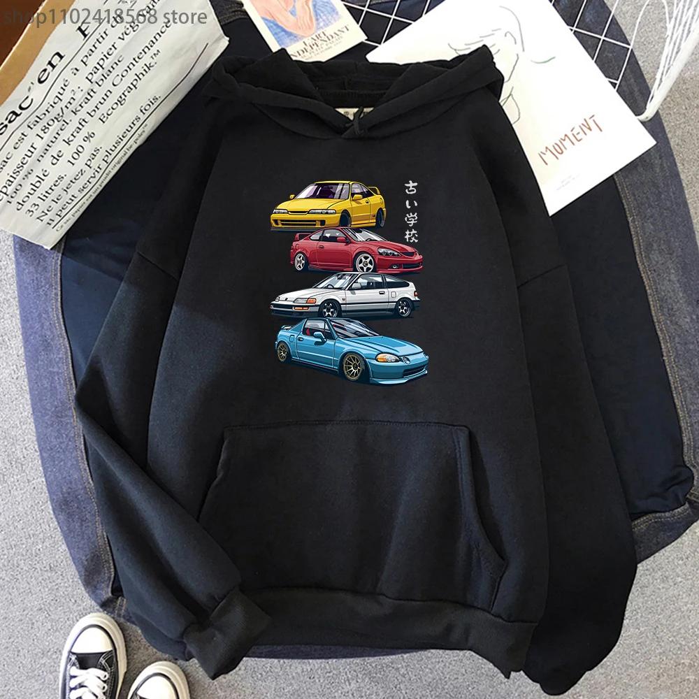 Аниме Initial D Hoodie JDM Mix Civic CRX Integra Print Sweatshirts Men Tops Hooded Streetwear Women Long Sleeve Sudadera