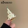Rinhoo New Trendy Enamel Crystal Christmas Tree Brooch For Women Pins Christmas New Year Xmas Gift Jewelry