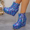New Women Platform Wedge Heel Boots,Knee-High Non Over Knee High Heel Ankle Short Boots,Plus Size Fashion Ladies Footwear