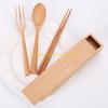 92MF Японский деревянный обеденный набор из 3 предметов: палочки для еды, вилка, ложка. Прочный, из натуральных материалов, компактный, для путешествий, кемпинга, офиса