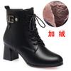 Women Soft Leather Ankle Boots Antumn Winter Women Plush Fur Warm Shoes British Style Lace Up Female High Heel Short Boots
