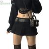 Secret Jam Goth Micro Skirts Low Rise Black Pocket Patchwork Skirt Aesthetic Outfit Vintage Harajuku Streetwear Style
