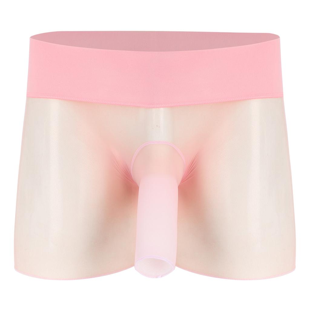 Mens See Through Ultra Thin High Waist Boxer Shorts Sheath Lingerie Underwear