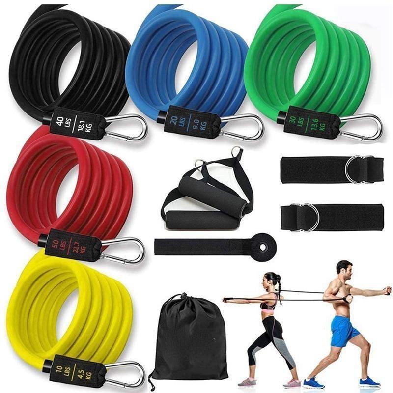 11pcs Resistance Bands Set Bodybuilding Exercise Equipment Fitness Elastic Rope Strength Training Tensioner Workout Expander