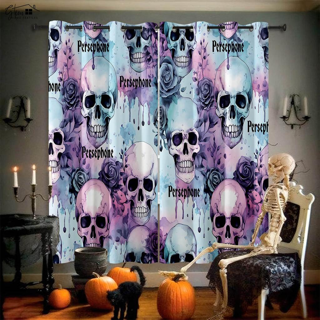 Череп Роза Шторы Ретро Tricky Dark Ins Секретная Комната Бар Спальня Хэллоуин Рождество Праздничные Украшения Шторы 2 ШТ.