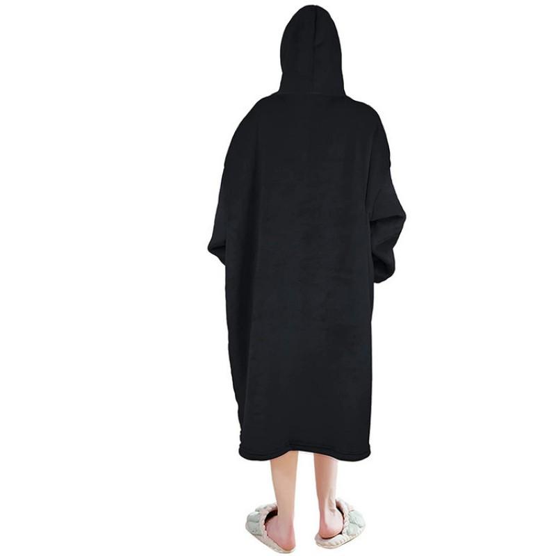 Winter Fleece-Lined Hooded Blanket Sweatshirt Plus Size Loose Loungewear Women