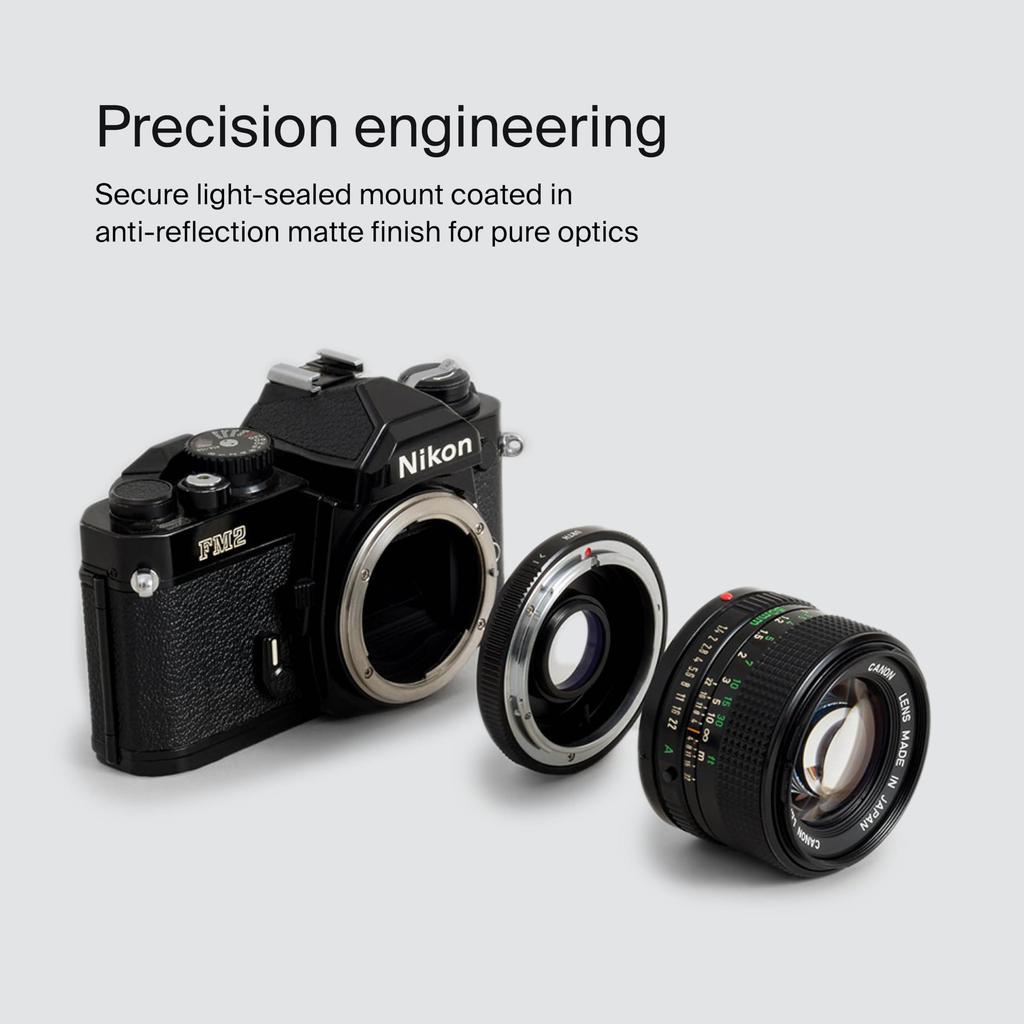 Urth Lens Mount Compatible with Canon FD Lenses to Nikon F Camera Bodies Optical Adapter (Includes Glass)