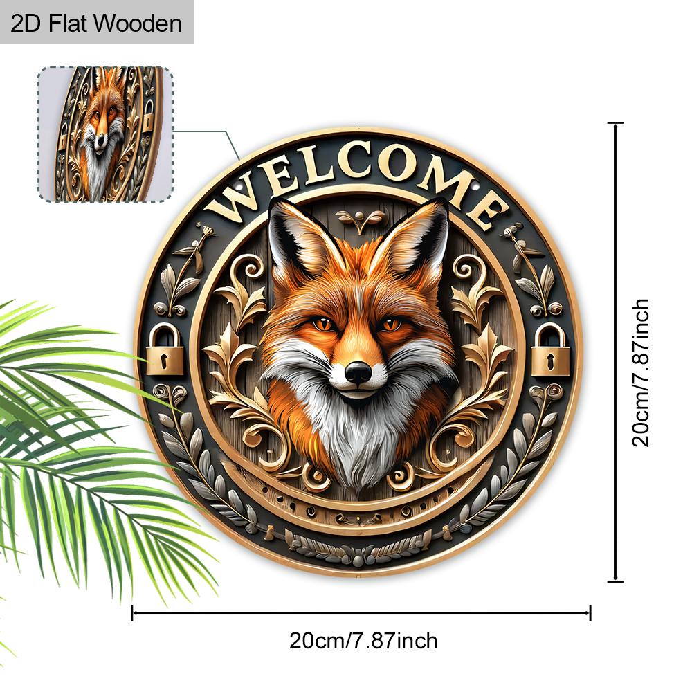 Wooden Hanging Decorative Sign, Welcome Signs, Fox Pattern,indoor or Garden Decorations, 2D Flat Pendants, Housewarming Gifts for Friends