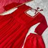 Women's Solid Red Georgette Anarkali Gown Set with Dupatta
