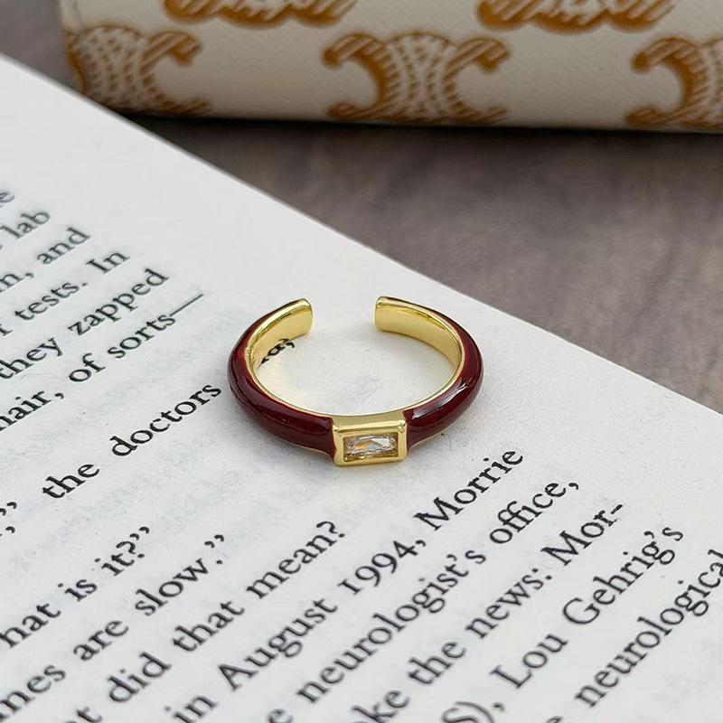 Новогоднее Анкара Красная Капля Масла Кольцо Удачи Zir*****Pen Ретро Легкая Роскошь Нишевый Премиальный Чувственный Кольцо на Указательный Палец Женское