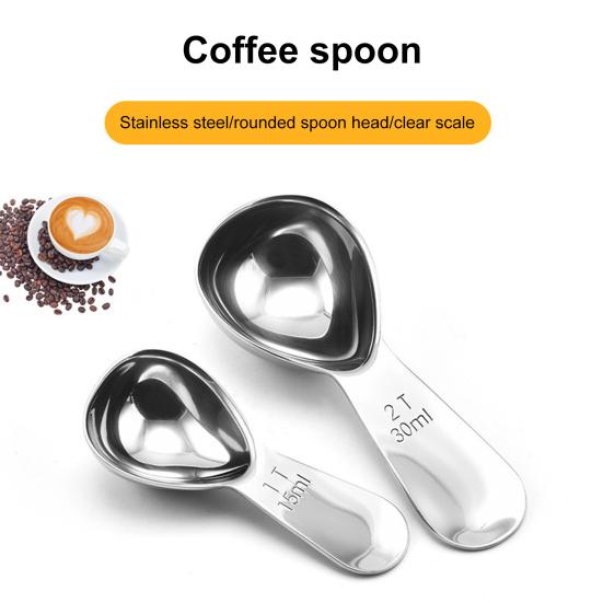 Кофейная ложка из нержавеющей стали, мерная ложка 15/30 мл, столовая ложка для молотого кофе, сахара, специй, короткая ручка, кухонный измерительный инструмент