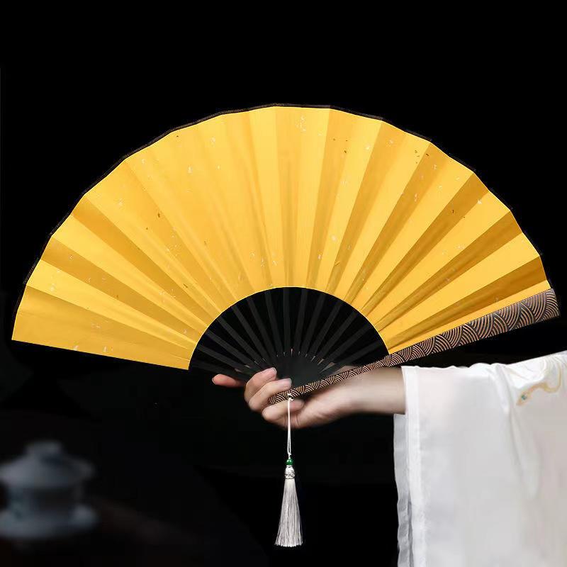 Однотонный большой складной веер- Бамбук и дерево на холсте ручной веер Уличный Портативный Складной Веер Домашний Декор Поделки надписи подарок