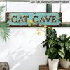 2D Flat, Decorative Signs & Plaques, 1pc Vintage "Cat Cave" Metal Sign - 4.0X16.0 Inch Aluminum Wall Decoration with Ornate Border, Perfect for Home
